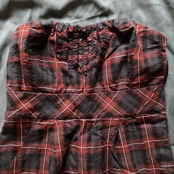 Guess Strapless Casual Plaid Cocktail Dress - Picture 14 of 15